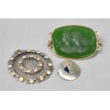 Two Silver Brooches, One Enamelled The Other Jewelled Together with a Carved Gilt Framed Intaglio