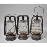 Three Vintage Hurricane Lamps