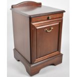 A Modern Mahogany Bedside Cabinet with Galleried Top, Pull Out Slide and Cupboard Base, 44cm wide