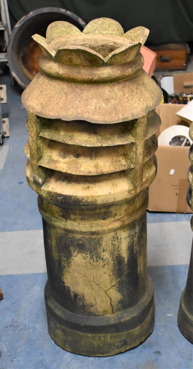 A Large Stoneware Chimney Pot with Crown Top, 100cm high