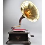 A Reproduction Victrola Wind Up Gramophone with Copper and Brass Horn