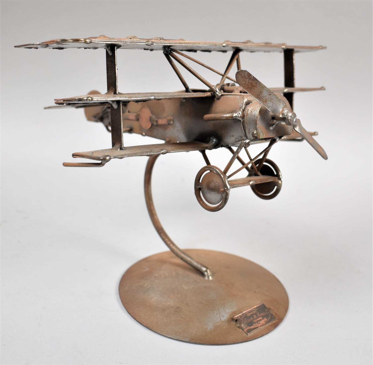 A Metal Model of the Red Baron Fokker Plane by Hinz & Kunst on Circular Plinth, 20cm high
