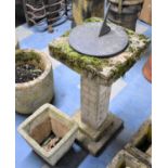 A Reconstituted Stone Garden Sundial and a Small Planter, Sundial 71cm high