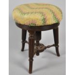 A Late Victorian/Edwardian Mahogany Framed Circular Adjustable Piano Stool with Tapestry Upholstered