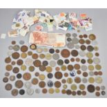 A Collection of Foreign Coins and Loose Stamps etc