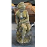 A Reconstituted Stone Garden Figure, Seated Classical Nude, 82cm high