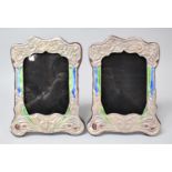 A Pair of Silver Photo Frames in the Art Nouveau Style, Decorated with Flowers and Butterflies in