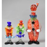 Two End of the Day Glass Clowns and a Clown Decanter