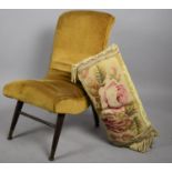 A Mid 20th Century Velvet Upholstered Nursing Chair Together with a Scatter Cushion