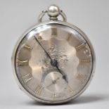 A Silver Cased Pocket Watch with Engine Turned Dial having Gold Numerals by John Hammon, no.10316,