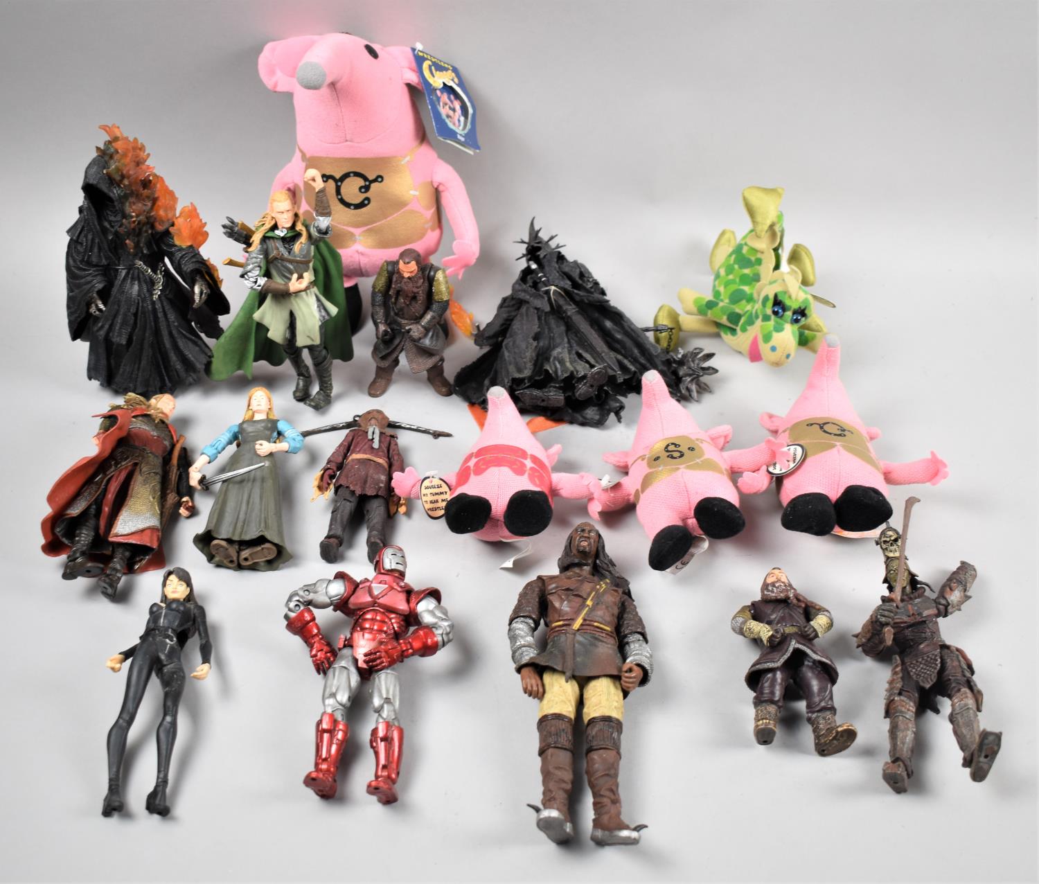 A Collection of Clangers Soft Toys and Lord of the Rings Figures