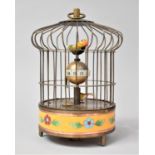 A Reproduction Chinese Birdcage Automaton Clock with Cloisonne Band Decoration, 20cm high