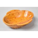 An Unusual Chinese Yellow Crackle Glazed Bowl of Oval with Twin Lobed Handles, Perhaps a Feeding