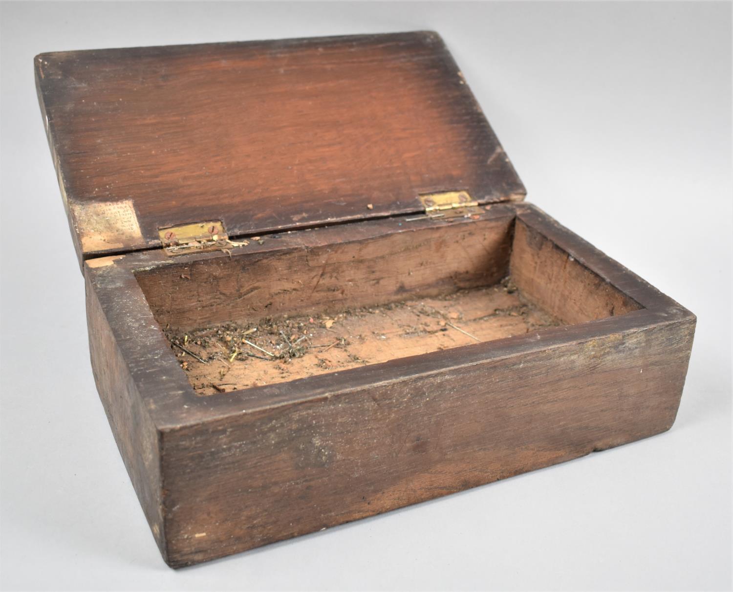 An Oak Box with Hinged Lid, Inscribed 1451 and a Small Inner Paper Label, Which is Slightly Obscured - Image 3 of 4