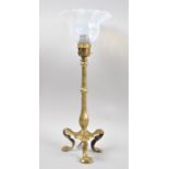 A Early 20th Century Brass Pullman Carriage Table Lamp of Three Scrolled Feet, Complete with