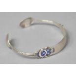 A Silver Masonic Bangle, Formed from a Sugar Bow and with Enamelled "Alchemy Lodge" Crest,