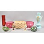 A Small Collection of Ceramics and Glass to Include Goebel Children, Sylvac Vase, Cranberry Glass,