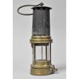 A Vintage Brass and Iron Miner's Safety Lamp, 27cm high