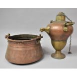 A North African Copper and Brass Lidded Souvenir Coffee Pot and a Cooking Pot
