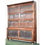 An Edwardian Mahogany Four Tier Globe Wernicke Style Bookcase with Leaded Glass Doors, 129cm high
