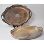 Two Edwardian Silver Plated Oval Trays, 61cm Wide