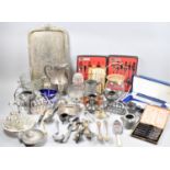 A Collection of Various Silver Plate Pewter and Glass Items