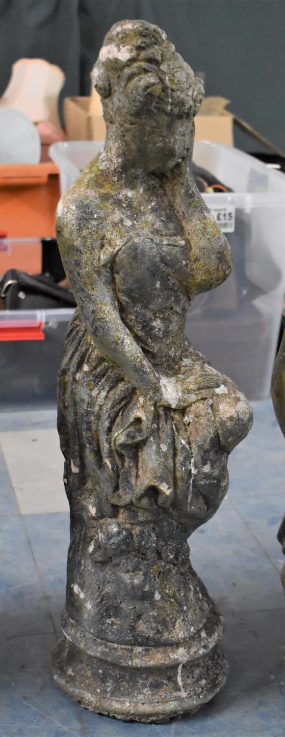 A Reconstituted Stone Garden Figure, Seated Classical Maiden in Robe, 69cm high