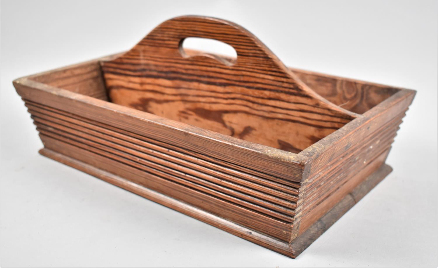 A Late 19th Century Pitch Pine, Two Division Cutlery box, 34cms Wide