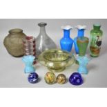 A Collection of Various Glassware to comprise Frosted Glass Vase Decorated in Relief with Fruit