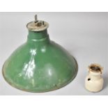 A Vintage Green Enamelled Pendant Light Shade, 31cm Diameter