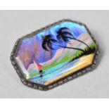 An Early 20th Century Butterfly Wing Brooch Depicting Tropical Scene, Stamped Sterling