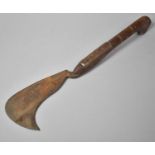 A Wooden Handled Off Set Billhook with Brass Inlaid Handle, 49cms Long