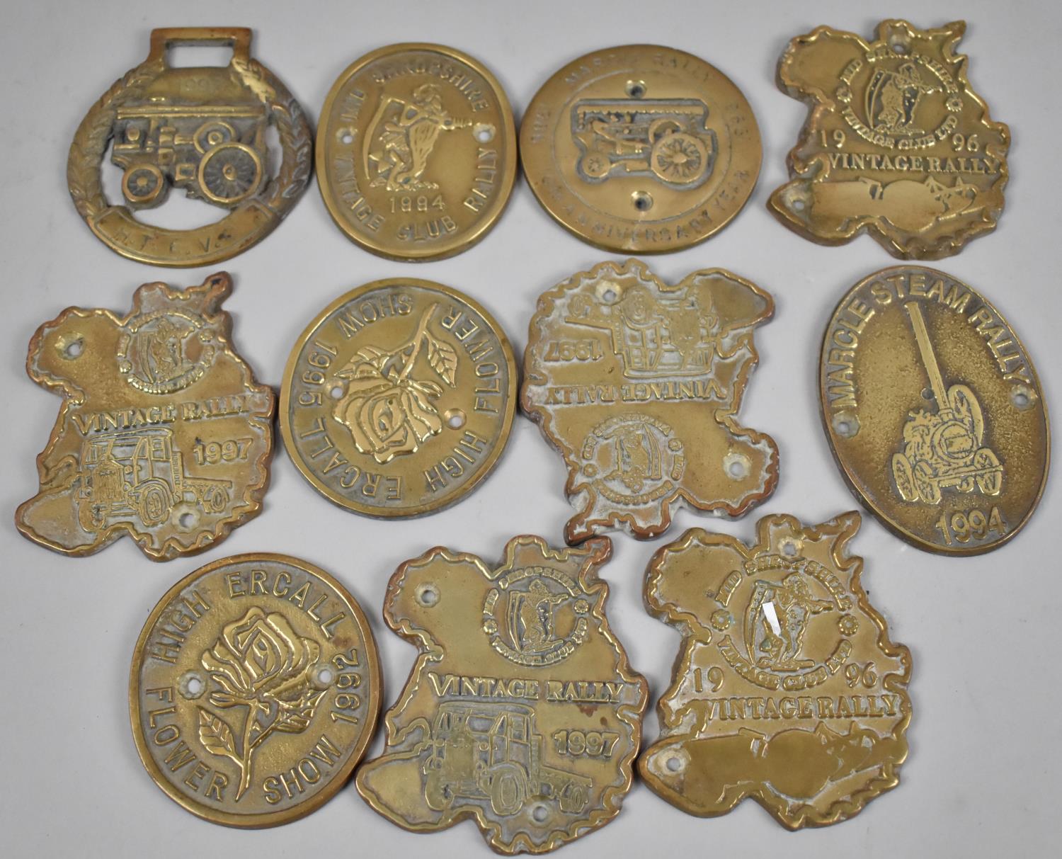 A Collection of Late 20th Century Brass Rally and Show Plaques