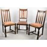 Three Oak Framed Edwardian Dining Chairs