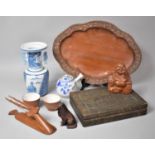 A Collection of Oriental Ceramics, Carved Treen and Box etc
