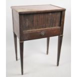An Edwardian Tambour Fronted Side Cabinet with Base Drawer on Square Tapering Supports and Spade
