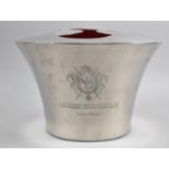 A Modern Silver Plated Three Bottle Wine Cooler with Quotes from Napoleon Bonaparte and Lily