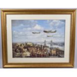 A Framed WWII Print, Spitfires Over London by John Young, 50x37cm