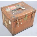 A Vintage Leather Travelling Trunk for Mrs Carl Bendix with Various Union Castle and Other