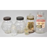 A Collection of Various Vintage Jars to comprise Pair of Globular Examples with Bakelite Lids,