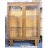 A Mid 20th Century Oak Galleried Display Cabinet with Two Inner Glass Shelves, 92cm wide