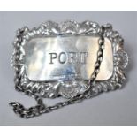 A Silver Decanter Label for Port, Birmingham 1970