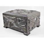 An Edwardian Carved and Ebonized Workbox with Inner Removable Tray, The Hinged Lid Monogrammed