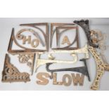 A Collection of Metal Shelf Brackets, Letters etc