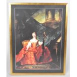 A Large Framed Classical Musical Print, Henriette De France in Court Costume, 66x89cm