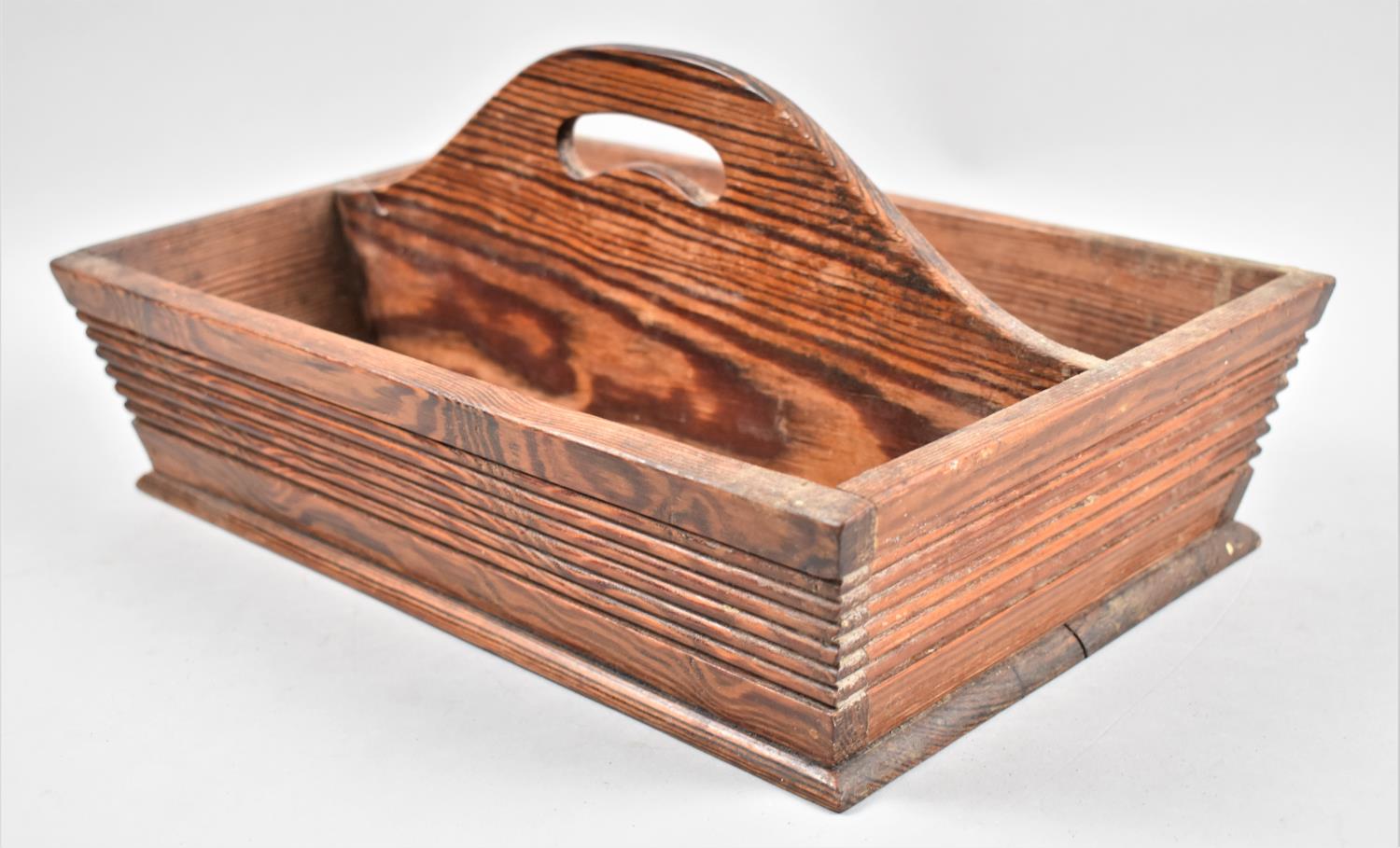 A Late 19th Century Pitch Pine, Two Division Cutlery box, 34cms Wide - Image 2 of 2