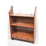 An Edwardian Mahogany Wall Hanging Shelf Unit with Two base Drawers, 53cm wide