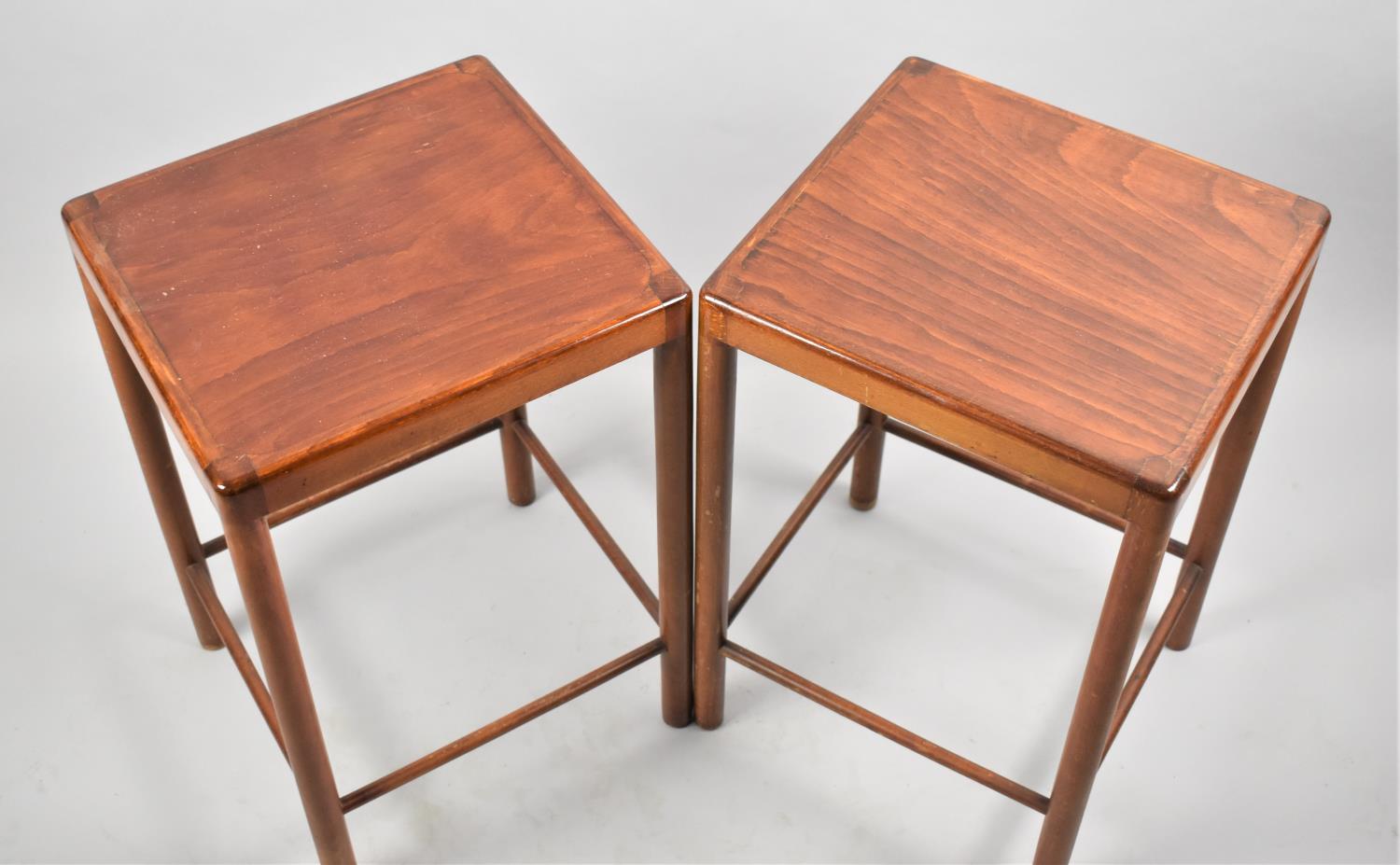 A Pair of Mid 20th Century Danish Square Topped Occasional Tables, each 50cm high - Image 2 of 2