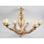 A Good Quality Gilt Bronze Six Branch Ceiling Chandelier, 54cm high