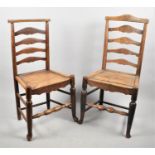 Two 19th Century North Country Style Ladder Back Side Chairs